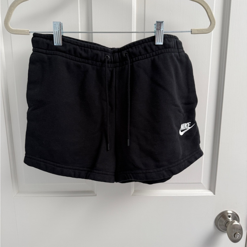 Nike Black Women's Drawstring Athletic Shorts with White Logo